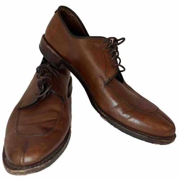 Allen Edmonds Port Washington Delray Brown Split Toe Blucher Dress Shoe Sz 10B - Picture 1 of 10